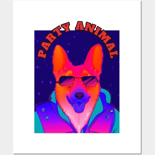 Party Animal Police K9 Dog Synthwave Retro Posters and Art